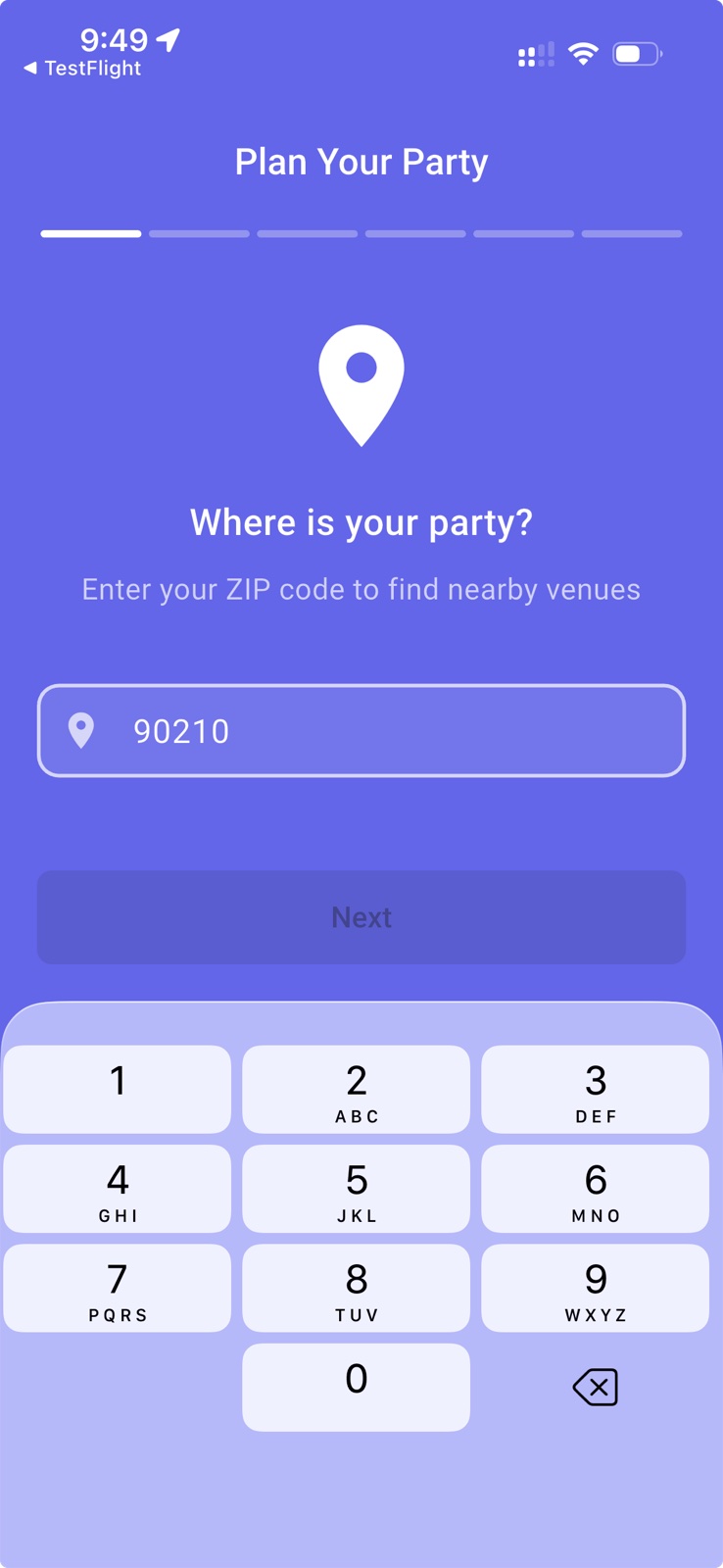 Kids Party Planner - Area Selection