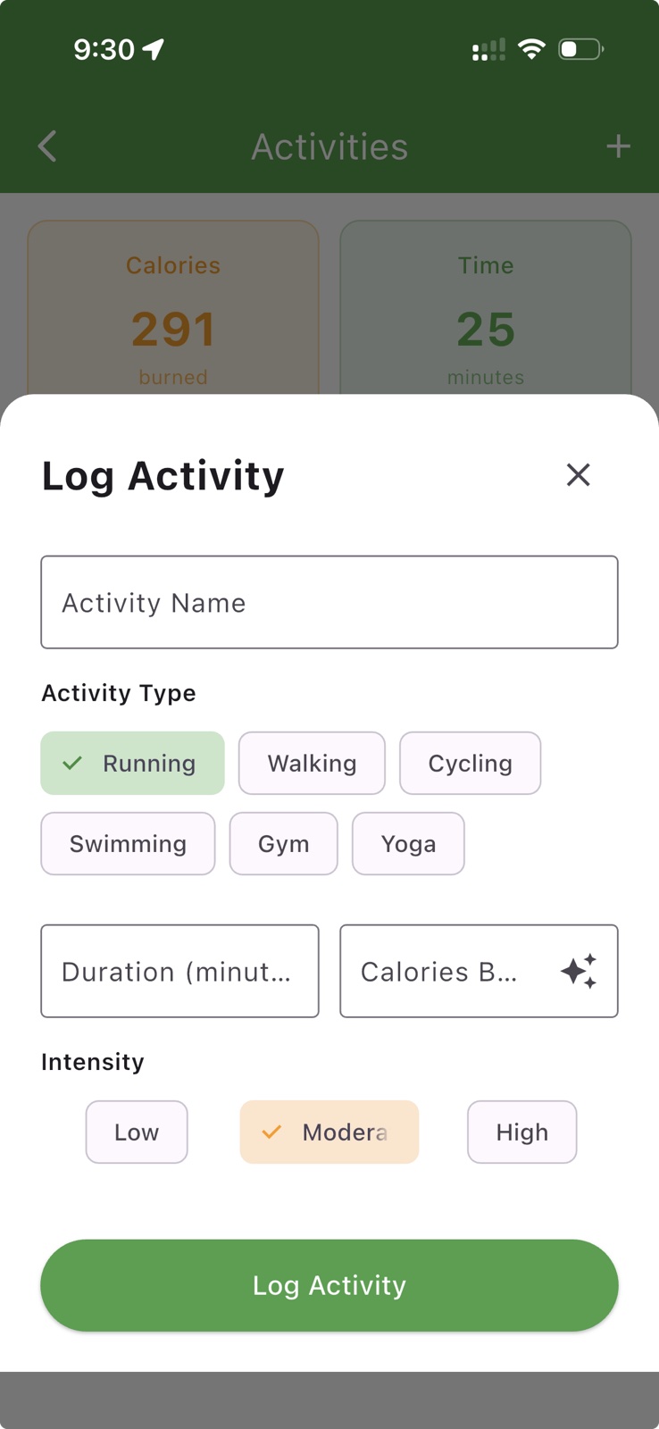 Health Tracker - Log Activity